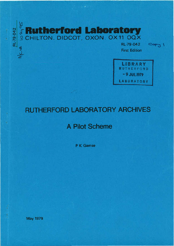 (PDF) Rutherford Laboratory archives : a pilot scheme