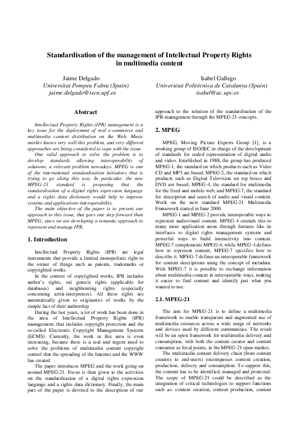 (PDF) Standardisation of the management of Intellectual Property Rights ...