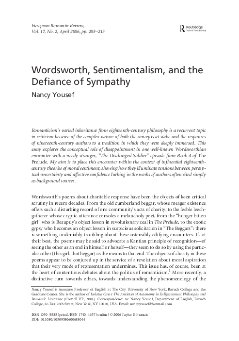 (PDF) Wordsworth Sentimentalism and the Defiance of Sympathy