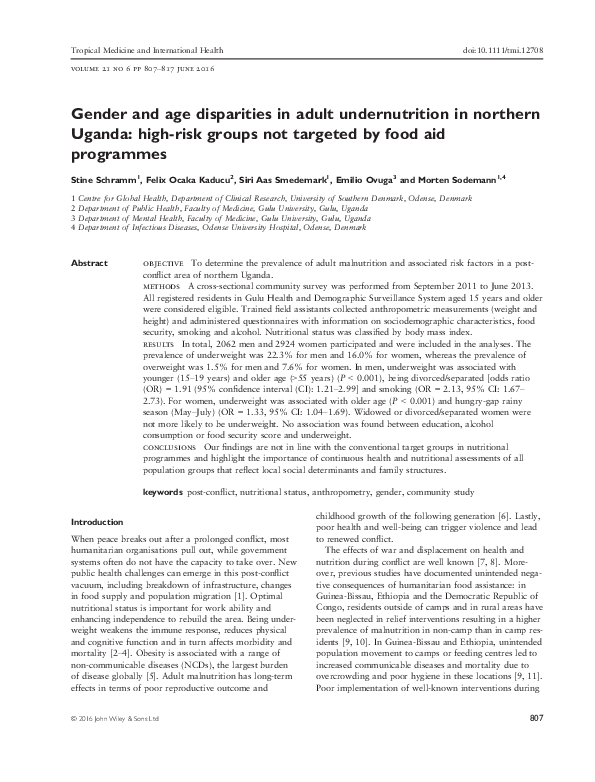 (PDF) Gender and age disparities in adult undernutrition in northern ...