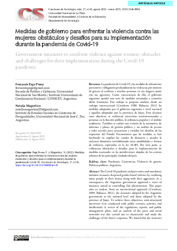 (PDF) Medidas de gobierno para enfrentar la violencia contra las ...
