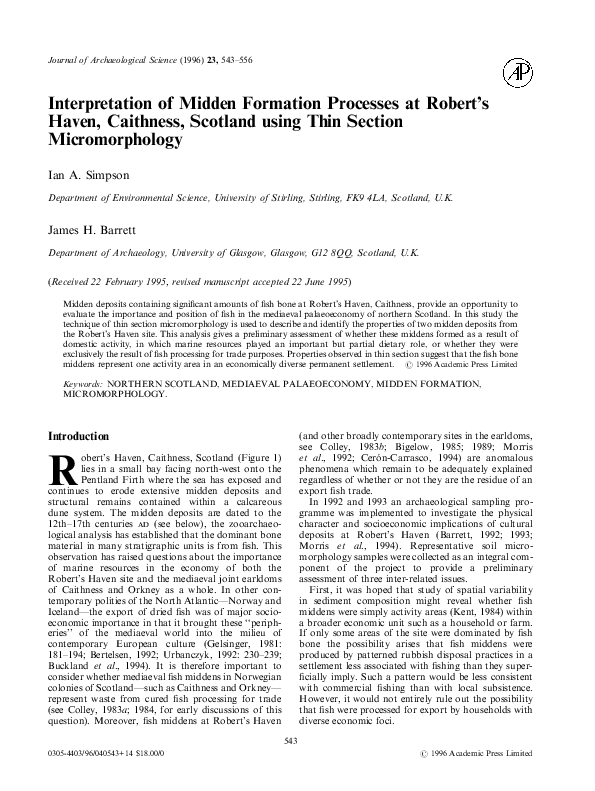 (PDF) Interpretation of Midden Formation Processes at Robert's Haven ...