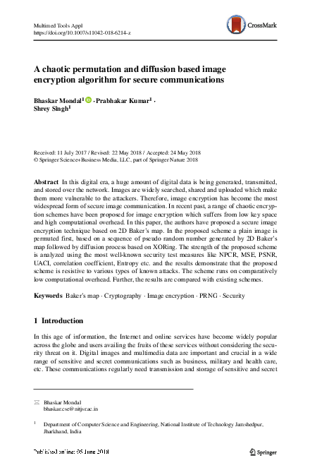 (PDF) A chaotic permutation and diffusion based image encryption ...