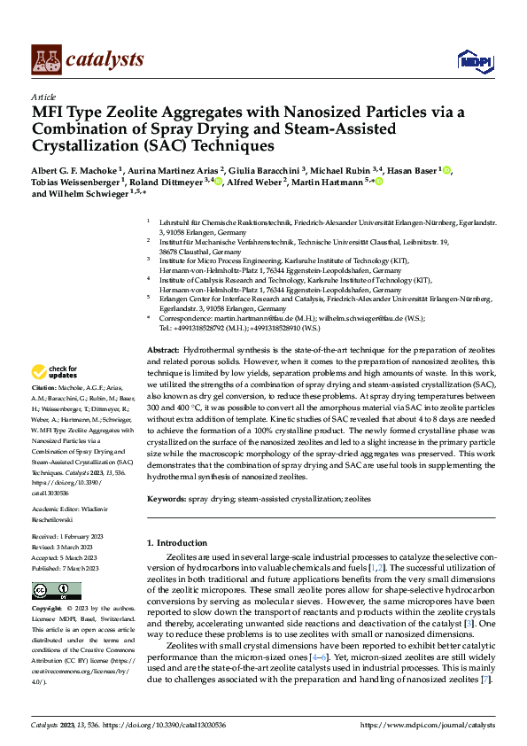 (PDF) MFI Type Zeolite Aggregates with Nanosized Particles via a ...