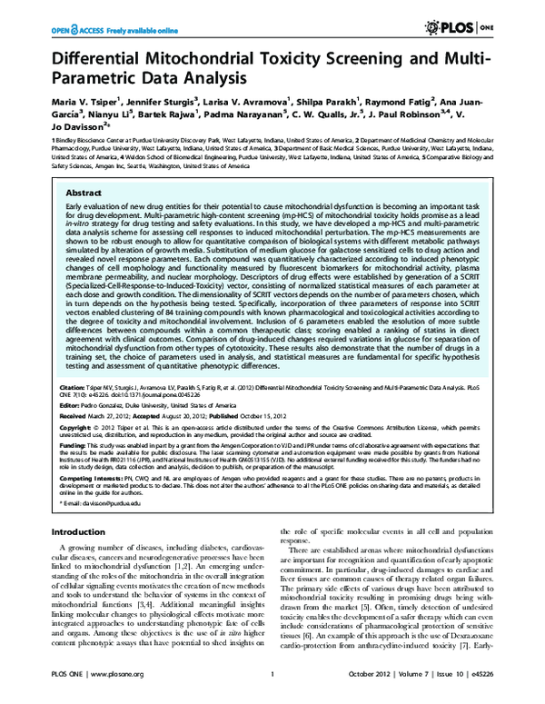(PDF) Differential Mitochondrial Toxicity Screening and Multi ...