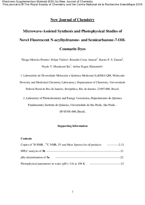(PDF) Microwave-assisted synthesis and photophysical studies of novel ...