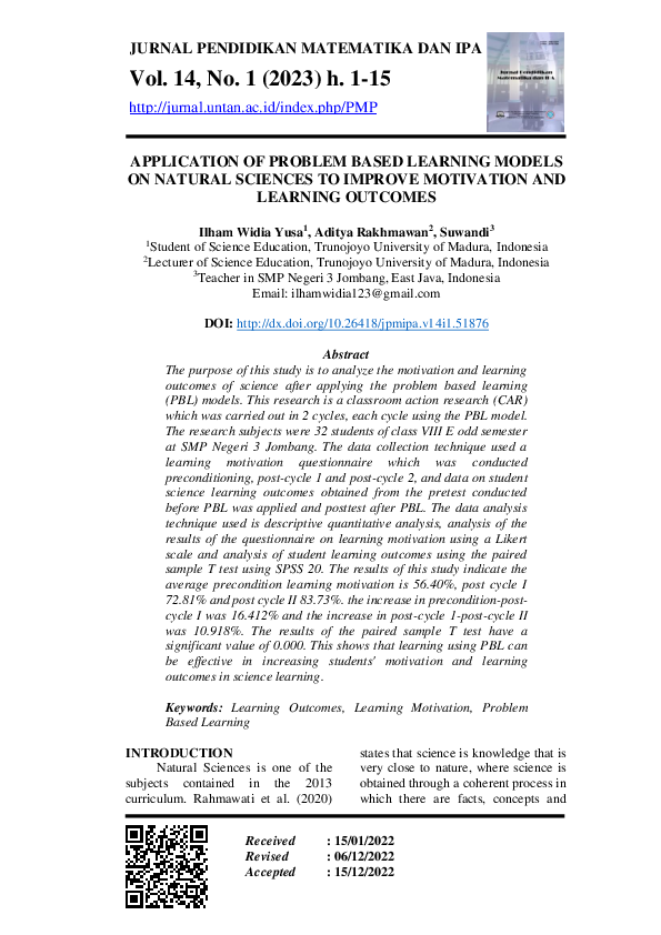 (PDF) Application of Problem Based Learning Models on Natural Sciences ...