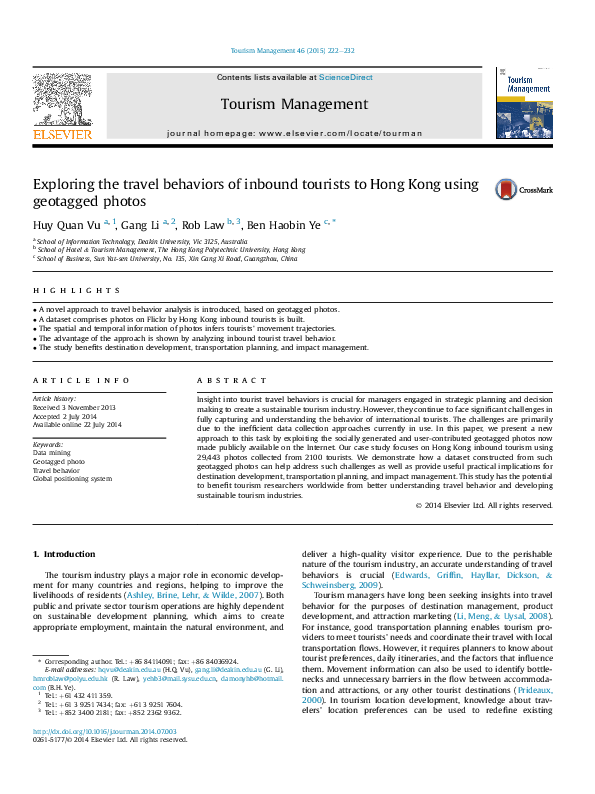 (PDF) Exploring the travel behaviors of inbound tourists to Hong Kong ...