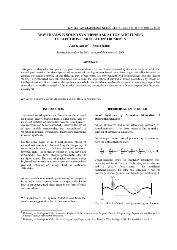 (PDF) New Trends in Sound Synthesis and Automatic Tuning of Electronic ...