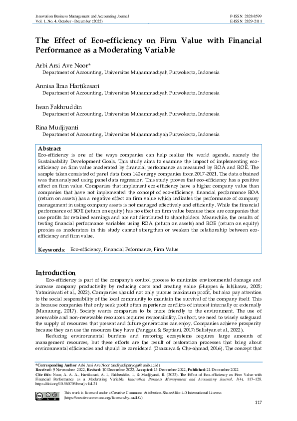 (PDF) The Effect of Eco-efficiency on Firm Value with Financial ...
