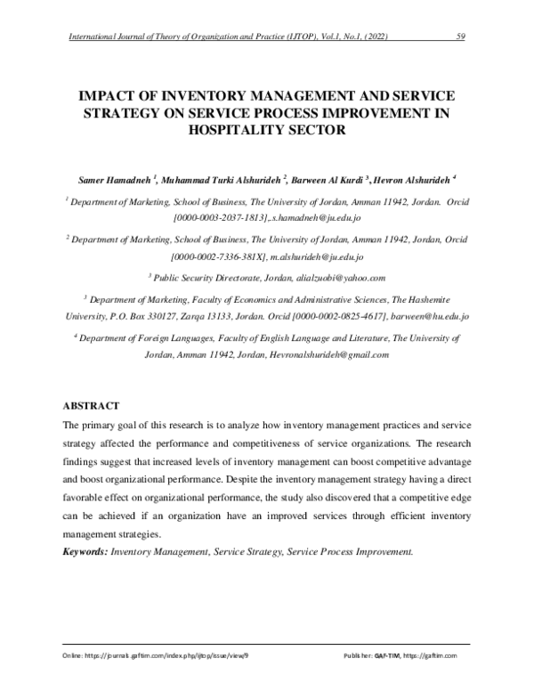 (PDF) Impact of Inventory Management and Service Strategy on Service ...