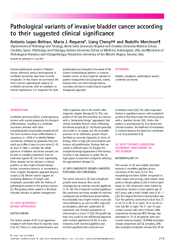 (PDF) Pathological variants of invasive bladder cancer according to ...