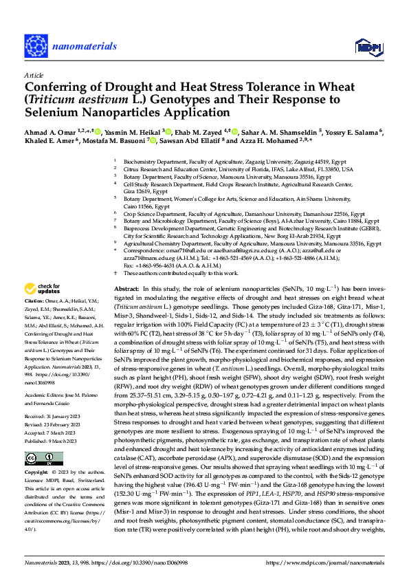 (PDF) Conferring of Drought and Heat Stress Tolerance in Wheat ...