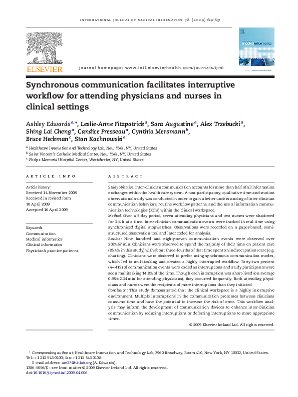 (PDF) Synchronous communication facilitates interruptive workflow for ...