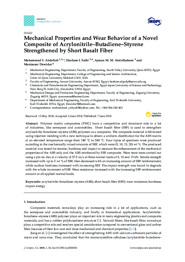 (PDF) Mechanical Properties and Wear Behavior of a Novel Composite of ...