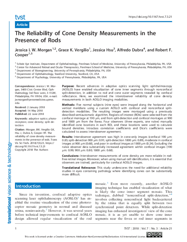 (PDF) The Reliability of Cone Density Measurements in the Presence of Rods