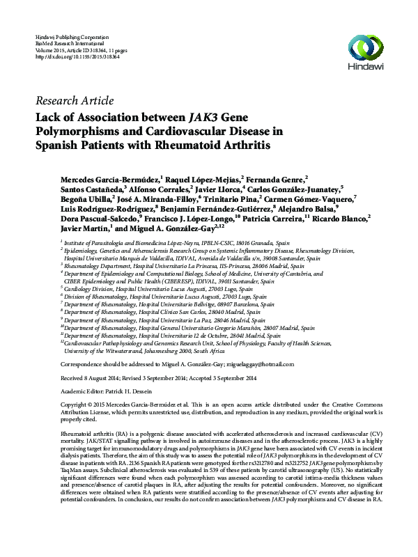 (PDF) Lack of Association betweenJAK3Gene Polymorphisms and ...
