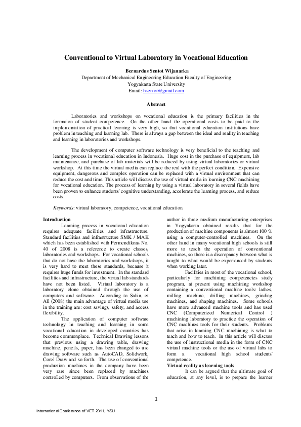 (PDF) Conventional to Virtual Laboratory in Vocational Education