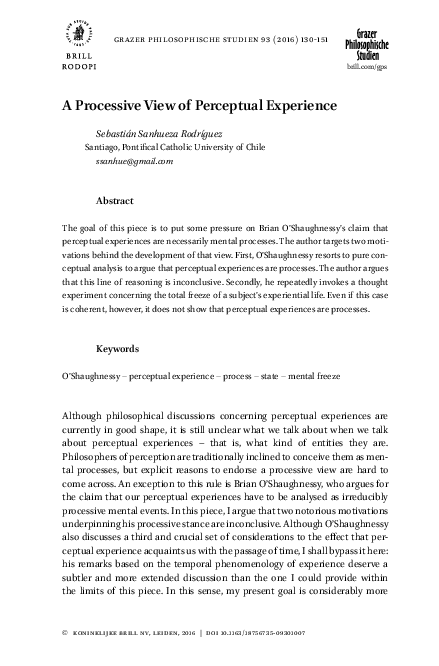 (PDF) A Processive View of Perceptual Experience
