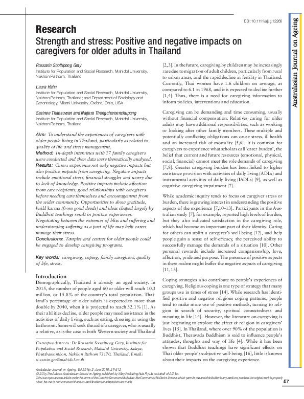 (PDF) Strength and stress: Positive and negative impacts on caregivers ...
