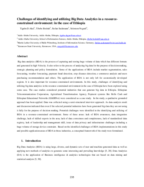 (PDF) Challenges of Identifying and Utilizing Big Data Analytics in a ...