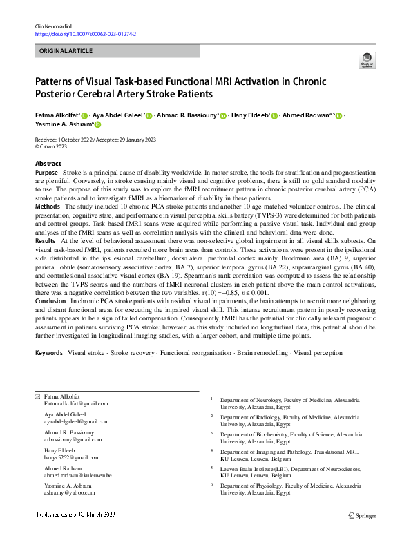 (PDF) Patterns of Visual Task-based Functional MRI Activation in ...