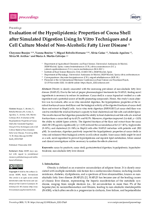 (PDF) Evaluation of the Hypolipidemic Properties of Cocoa Shell after ...