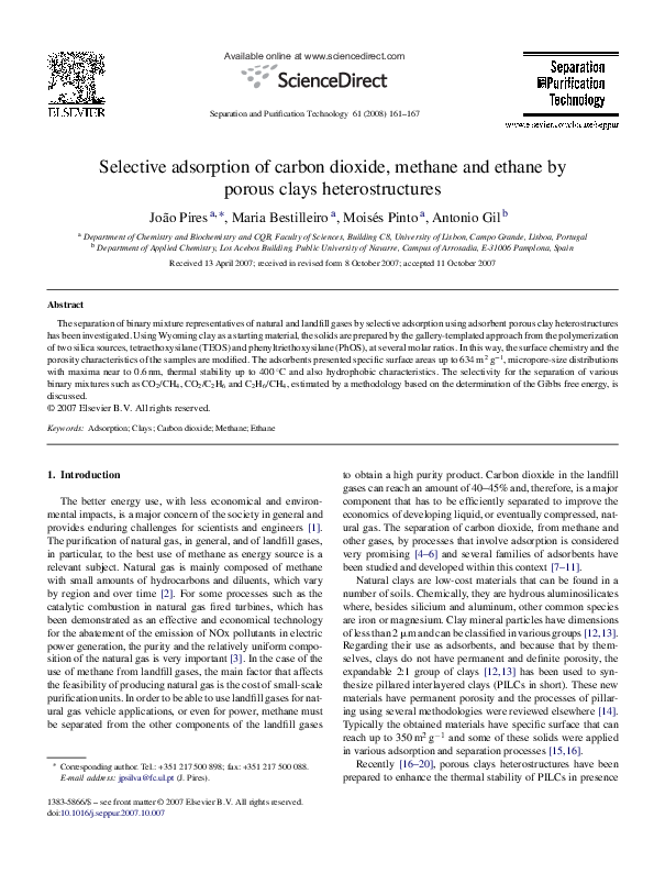 (PDF) Selective adsorption of carbon dioxide, methane and ethane by ...