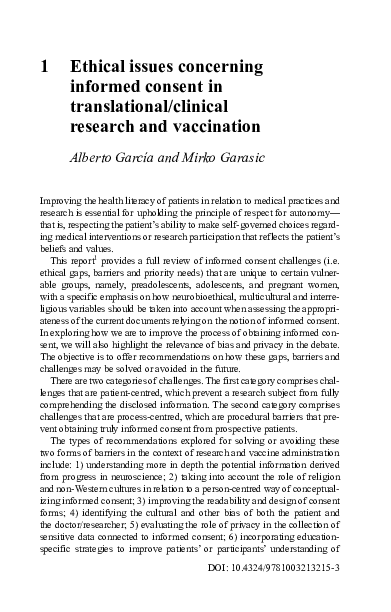 (PDF) Ethical issues concerning informed consent in translational ...