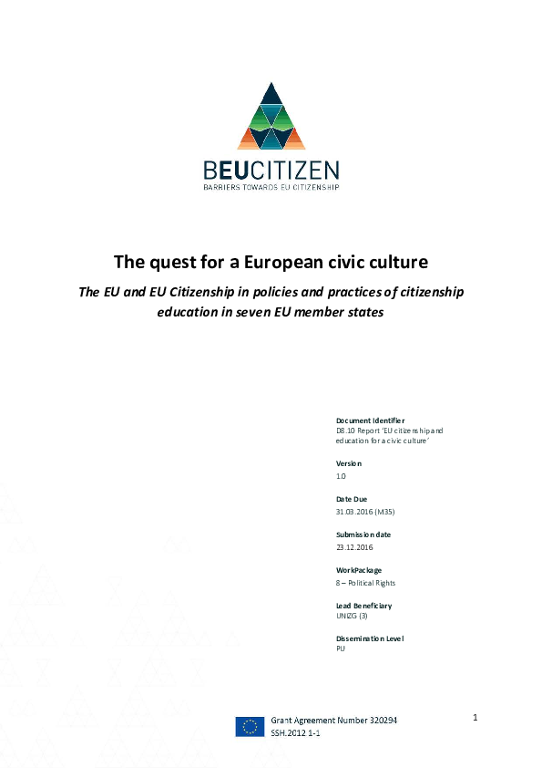 (PDF) The Quest For A European Civic Culture - The Eu And Eu ...
