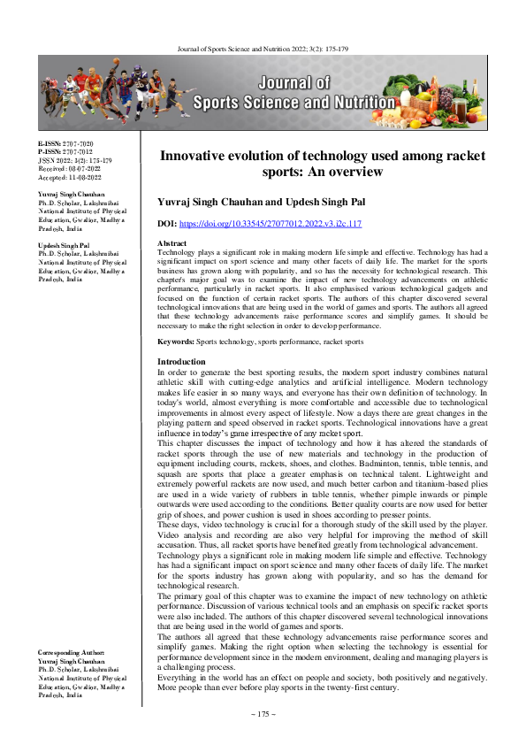 (PDF) Innovative evolution of technology used among racket sports: An ...