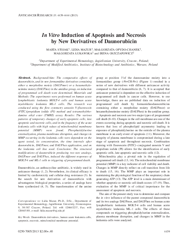 (PDF) In vitro induction of apoptosis and necrosis by new derivatives ...
