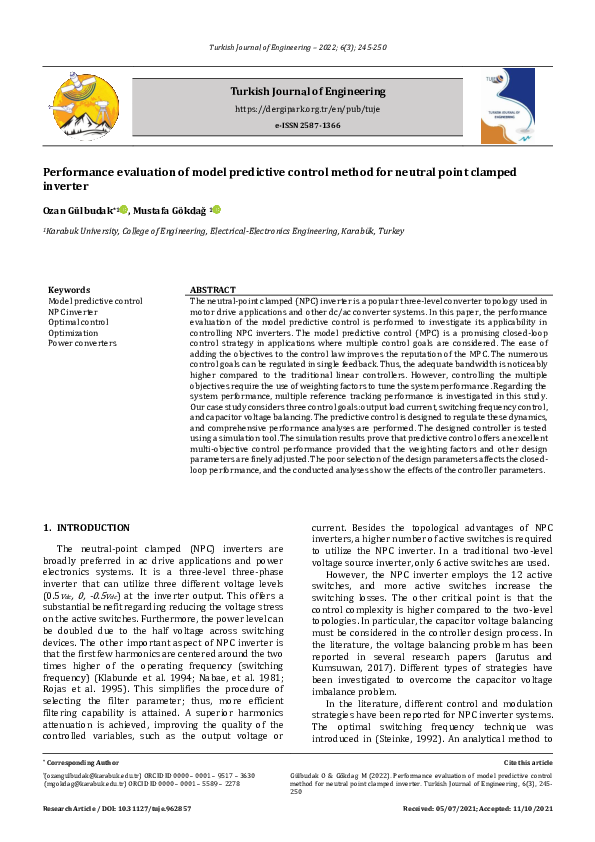 (PDF) Performance Evaluation of Model Predictive Control Method for ...