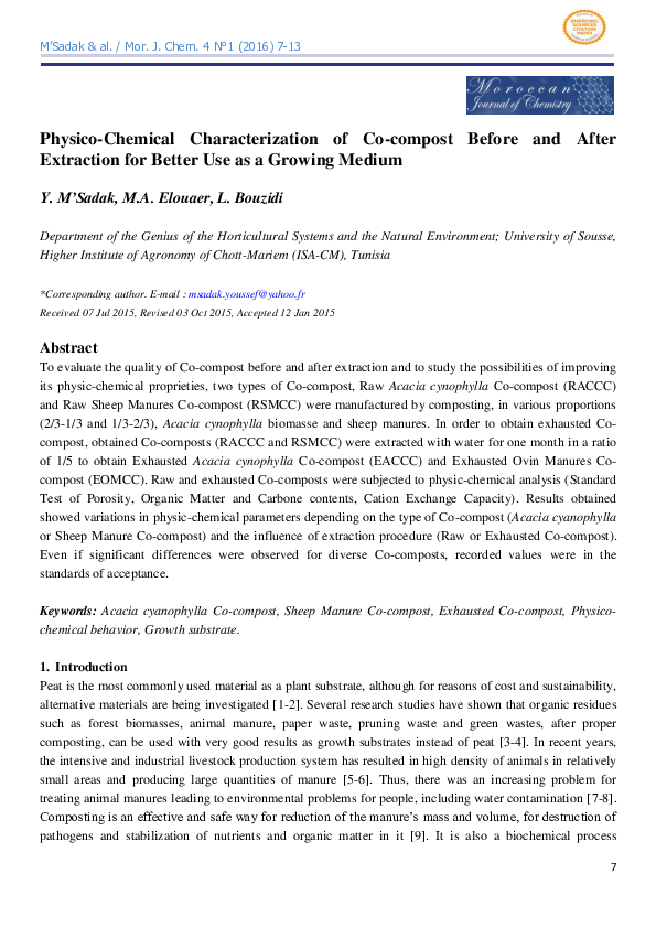 (PDF) Physico-Chemical Characterization of Co-compost Before and After ...