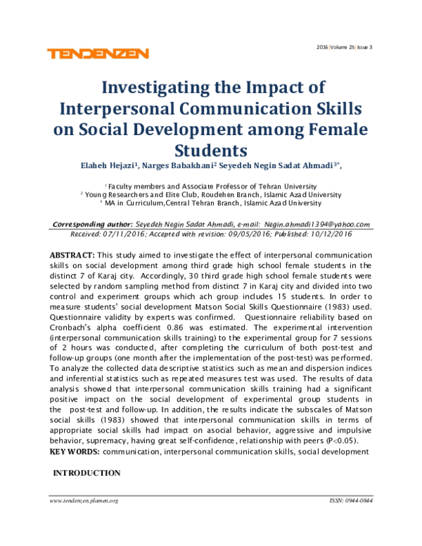 (PDF) Investigating the Impact of Interpersonal Communication Skills on ...