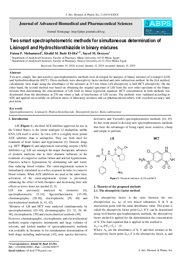 (PDF) Two smart spectrophotometric methods for simultaneous ...