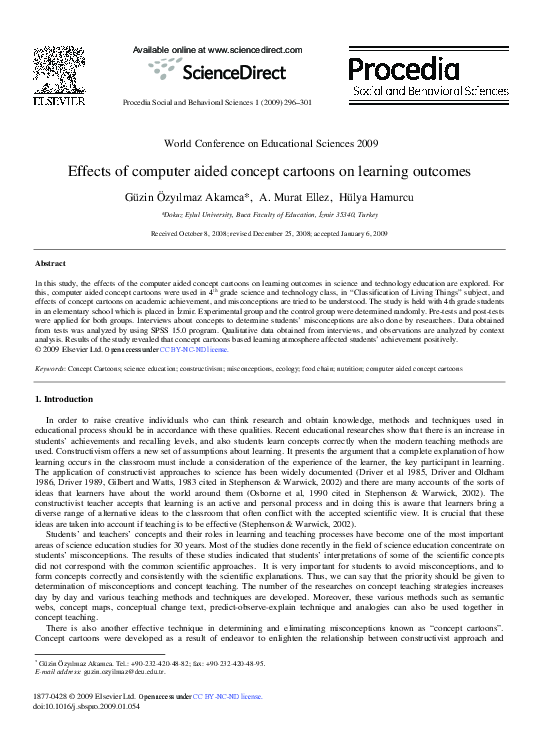 (PDF) Effects of computer aided concept cartoons on learning outcomes