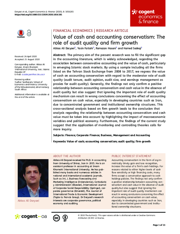 (PDF) Value of cash and accounting conservatism: The role of audit ...