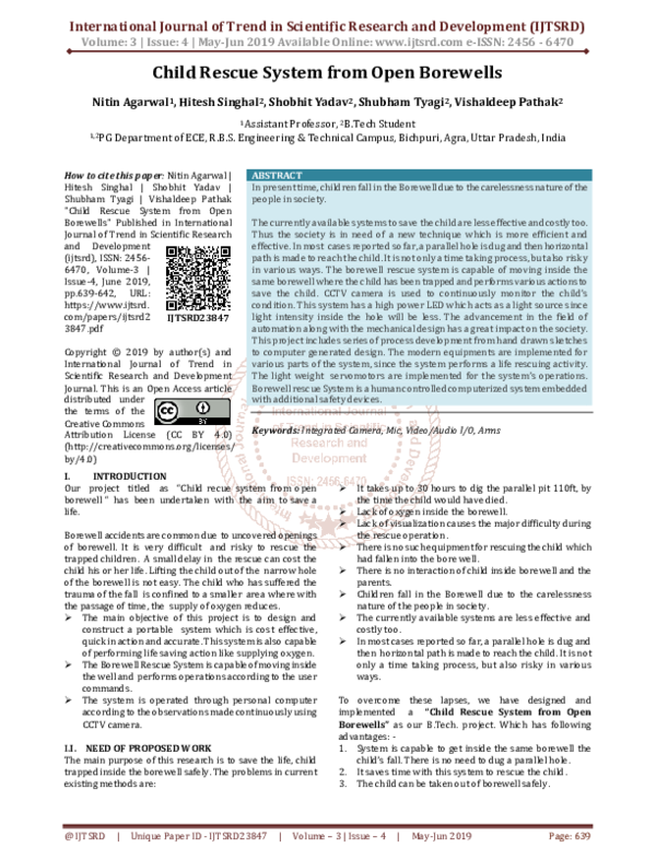 (PDF) A novel design of robotic system for rescue in bore well accidents