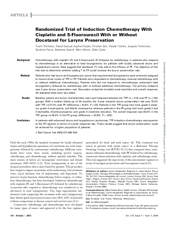 (PDF) Randomized Trial of Induction Chemotherapy With Cisplatin and 5 ...