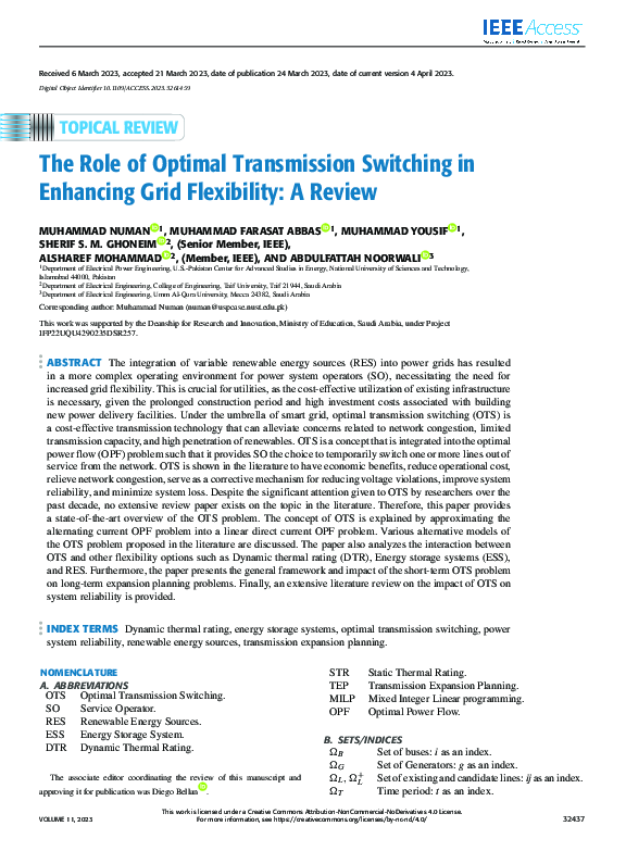 (PDF) The Role of Optimal Transmission Switching in Enhancing Grid ...
