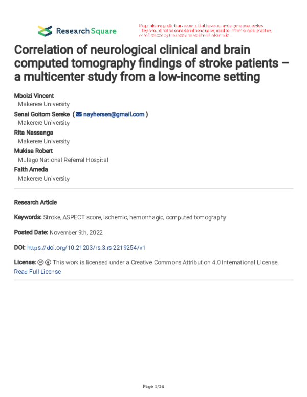 (PDF) Correlation of neurological clinical and brain computed ...