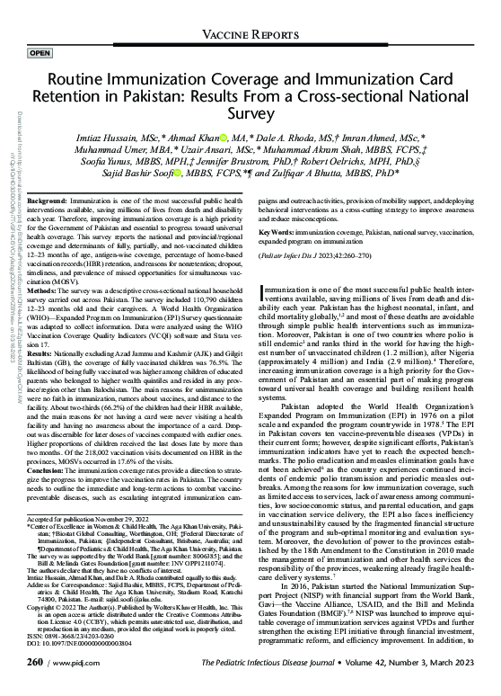 (PDF) Routine Immunization Coverage and Immunization Card Retention in ...