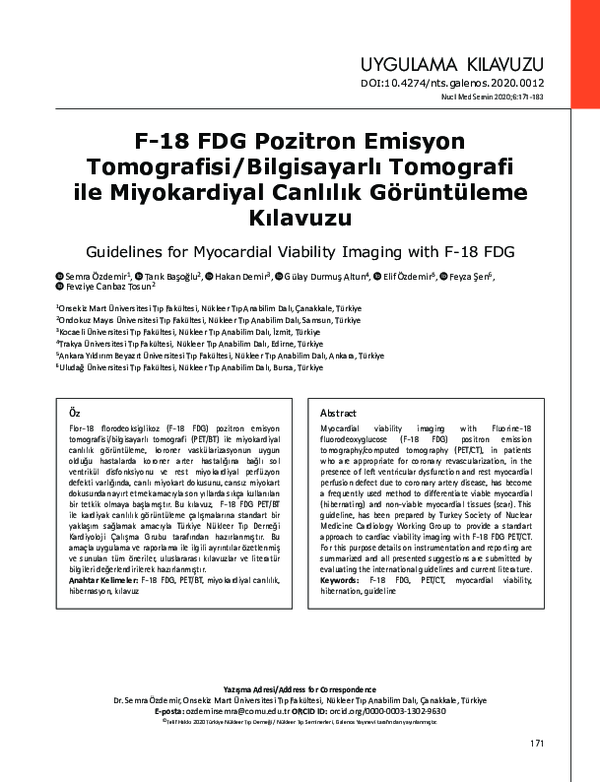 (PDF) Guidelines for Myocardial Viability Imaging with F-18 FDG