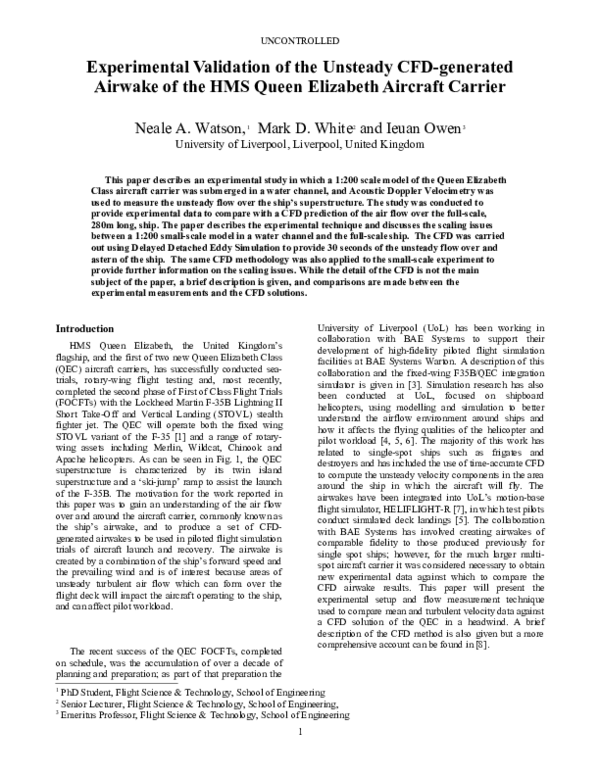 (DOC) Experimental Validation of the Unsteady CFD-generated Airwake of ...