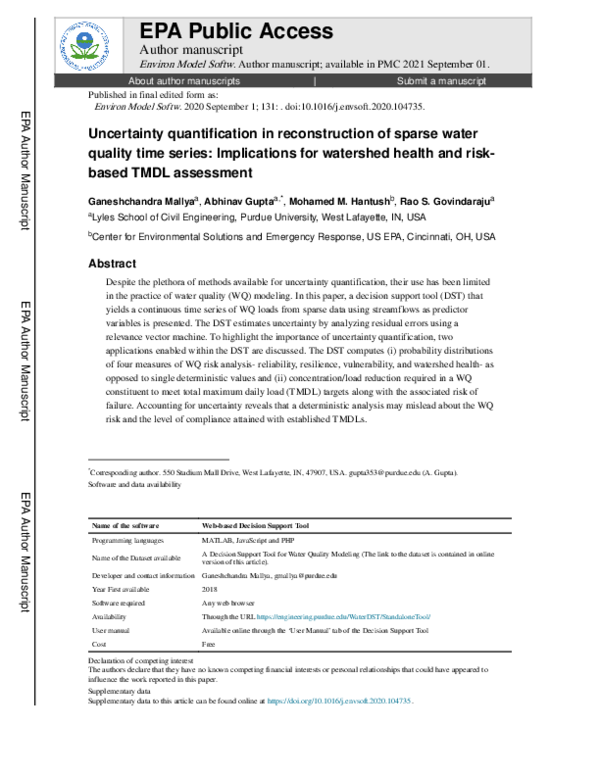 (PDF) Uncertainty quantification in reconstruction of sparse water ...