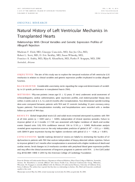 (PDF) Natural History of Left Ventricular Mechanics in Transplanted Hearts