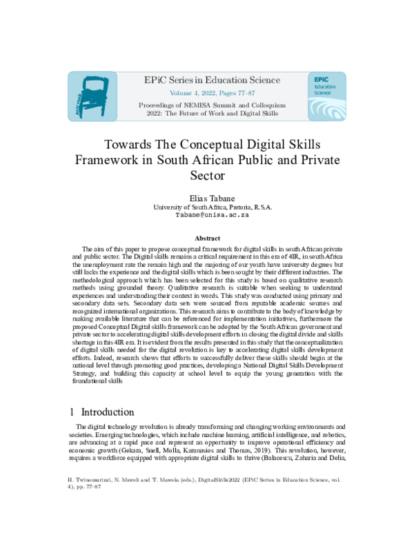 (PDF) Towards The Conceptual Digital Skills Framework in South African ...