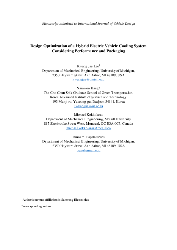 (PDF) Design optimisation of a hybrid electric vehicle cooling system