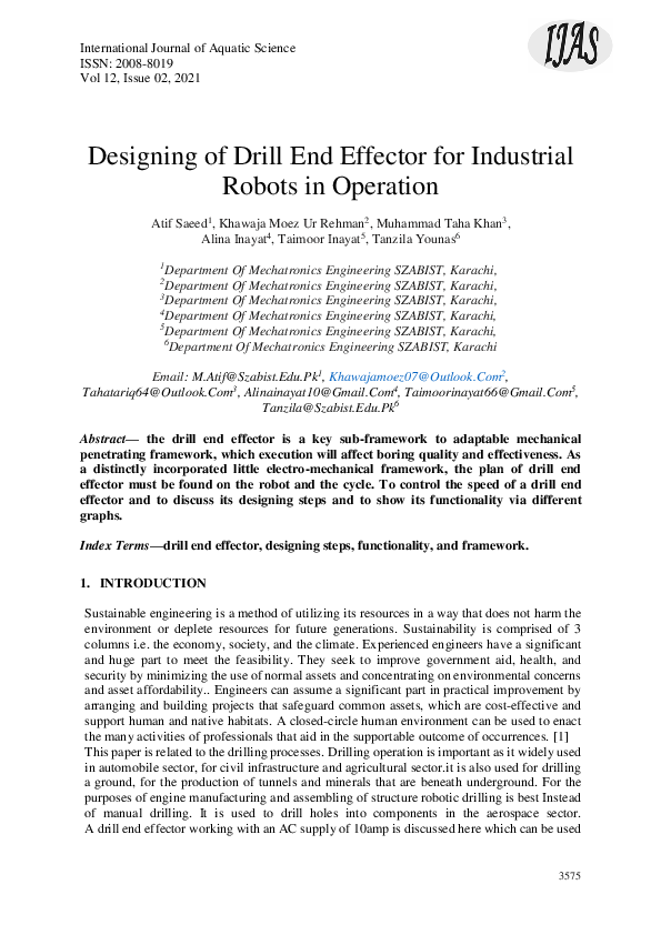 (PDF) Designing of Drill End Effector for Industrial Robots in